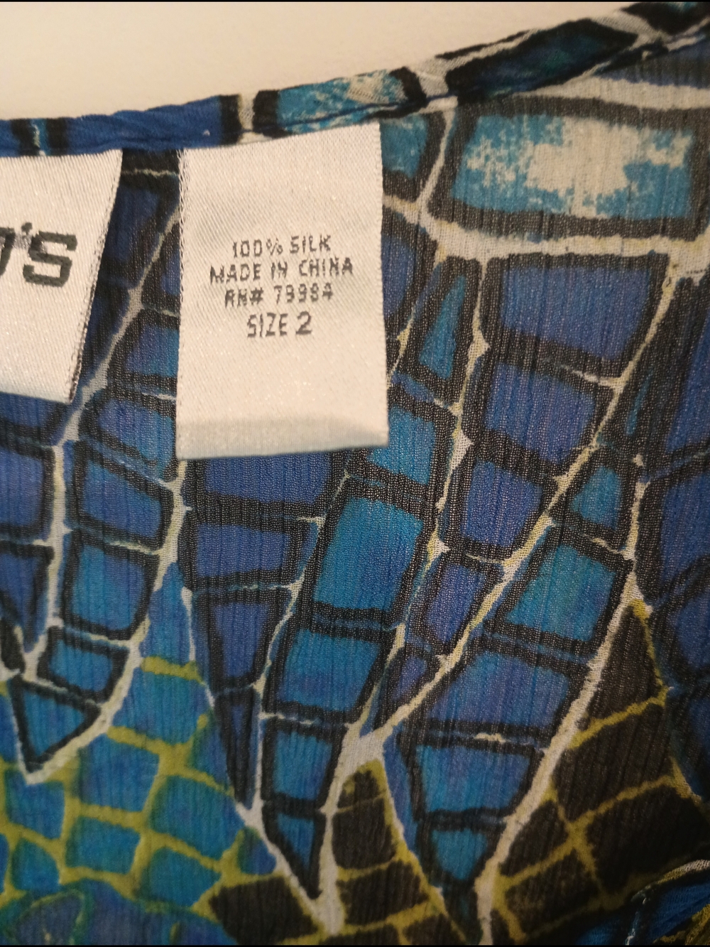 Chico's Blue Multi Sheer Floral V-Neck Blouse - Picture 3 of 7